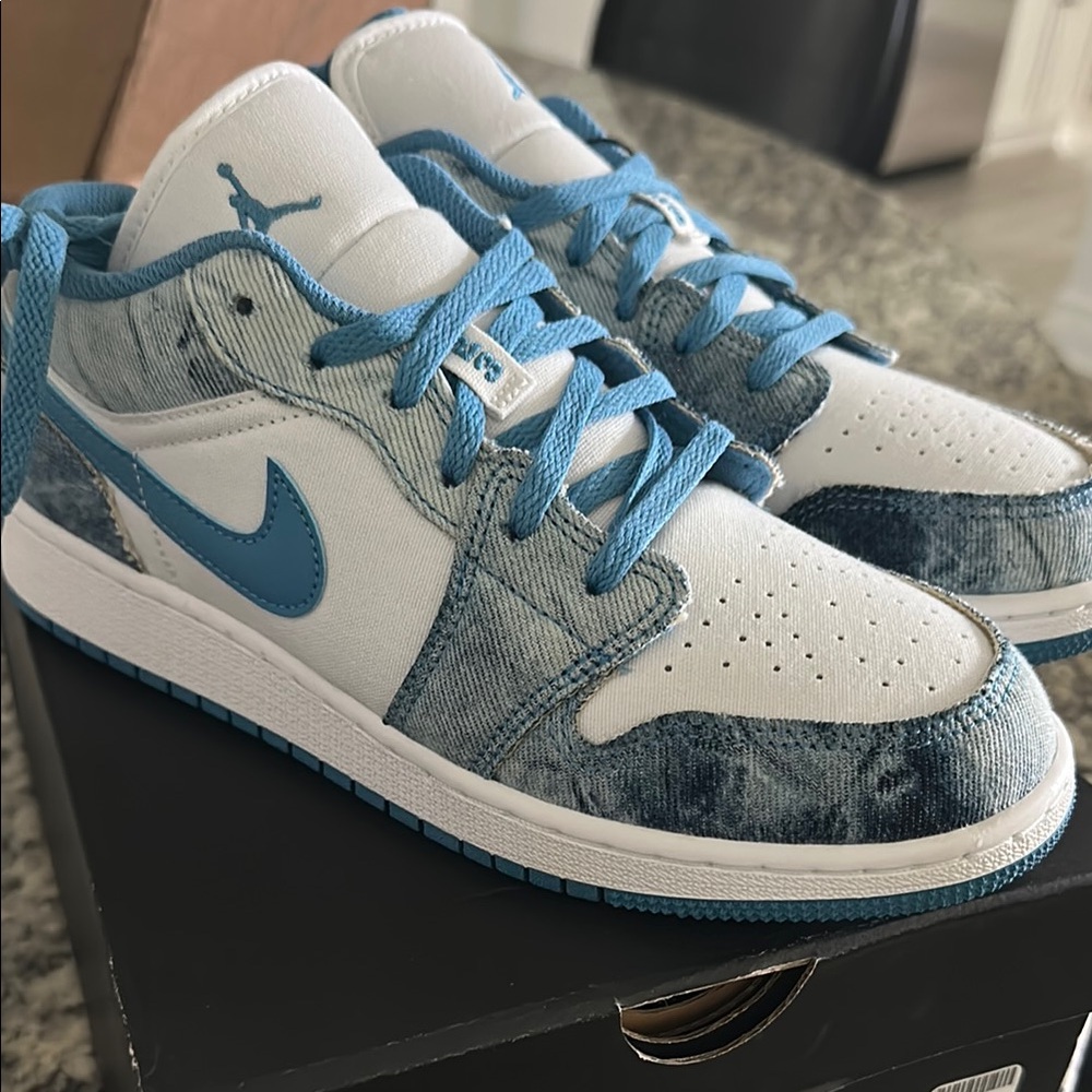 Brand New Nike Denim Blue and White Low-Top Sneakers